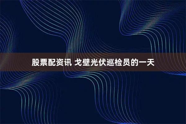 股票配资讯 戈壁光伏巡检员的一天